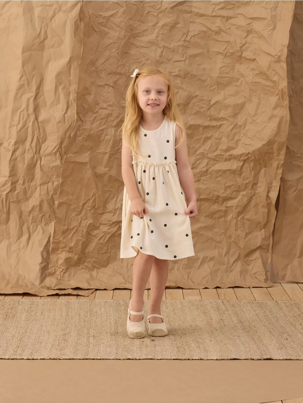 RYLEE + CRU • size 4-5y • Harper Dress Polka Dot Cream & Black Babydoll Dress